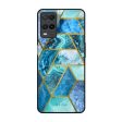 Turquoise Geometrical Marble Glass Case for Realme 8 Online now