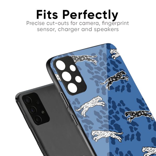 Blue Cheetah Glass Case for Realme 8 on Sale