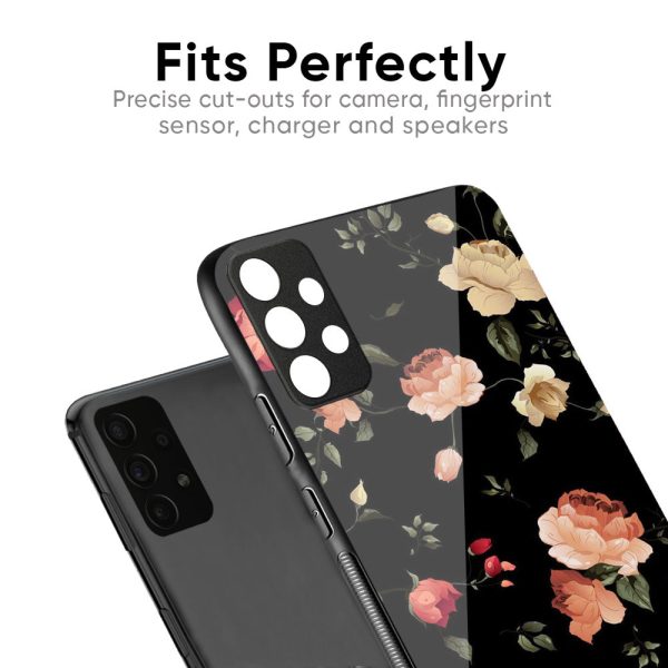 Black Spring Floral Glass Case for Realme 8 Cheap