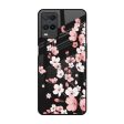 Black Cherry Blossom Glass Case for Realme 8 Supply