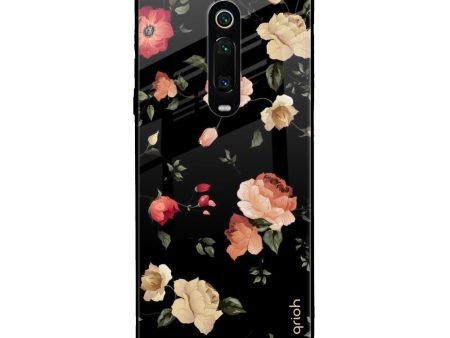 Black Spring Floral Glass Case for Xiaomi Redmi K20 on Sale