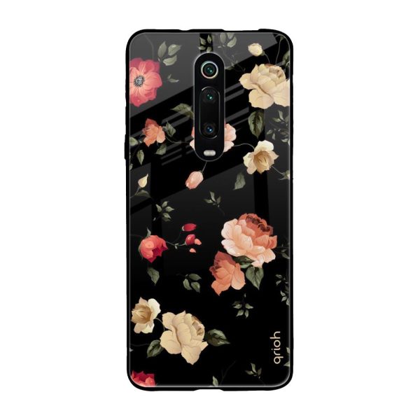 Black Spring Floral Glass Case for Xiaomi Redmi K20 on Sale