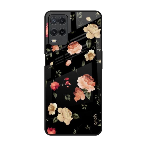 Black Spring Floral Glass Case for Realme 8 Cheap