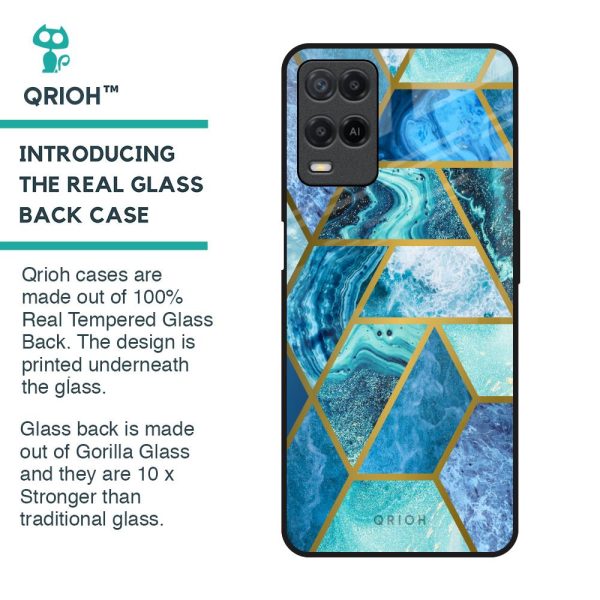 Turquoise Geometrical Marble Glass Case for Realme 8 Online now