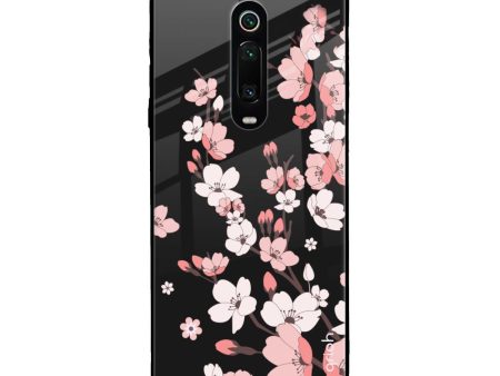 Black Cherry Blossom Glass Case for Xiaomi Redmi K20 Fashion