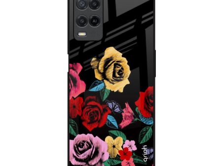 Floral Decorative Glass Case For Realme 8 Online Sale