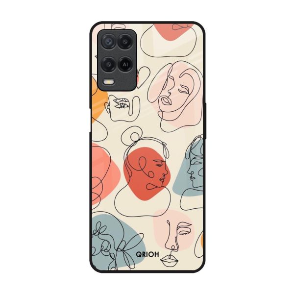 Abstract Faces Glass Case for Realme 8 For Cheap