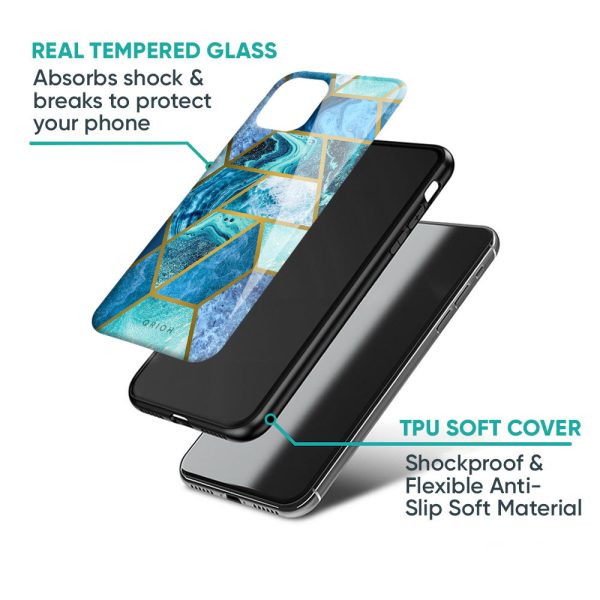 Turquoise Geometrical Marble Glass Case for Realme 8 Online now