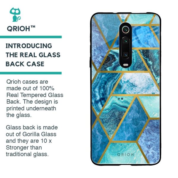 Turquoise Geometrical Marble Glass Case for Xiaomi Redmi K20 Online