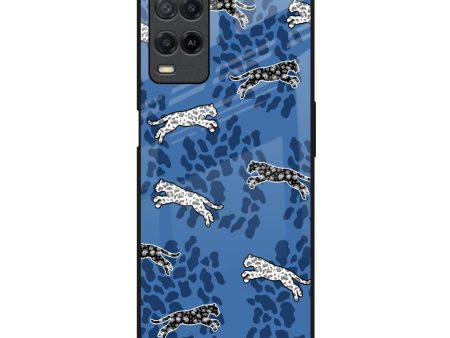 Blue Cheetah Glass Case for Realme 8 on Sale