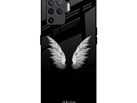 White Angel Wings Glass Case for Oppo F19 Pro Fashion