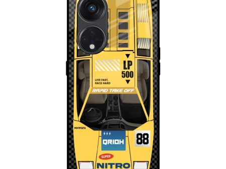 Yellow Racing Car Glass Case for Oppo Reno8T 5G Discount