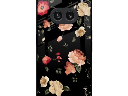 Black Spring Floral Glass Case for Nothing Phone 2a 5G Fashion