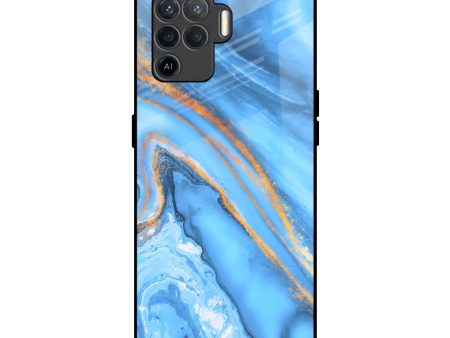 Vibrant Blue Marble Glass Case for Oppo F19 Pro Hot on Sale