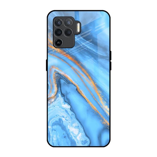 Vibrant Blue Marble Glass Case for Oppo F19 Pro Hot on Sale