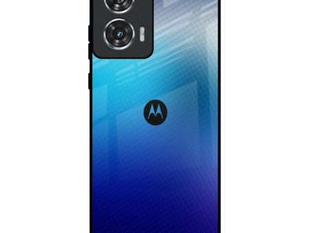 Blue Rhombus Pattern Glass Case for Motorola Edge 50 Fusion 5G Cheap