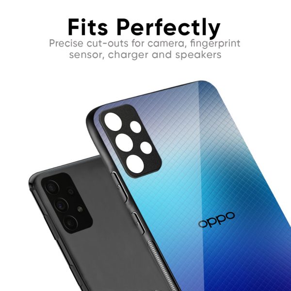 Blue Rhombus Pattern Glass Case for Oppo F19 Pro Fashion