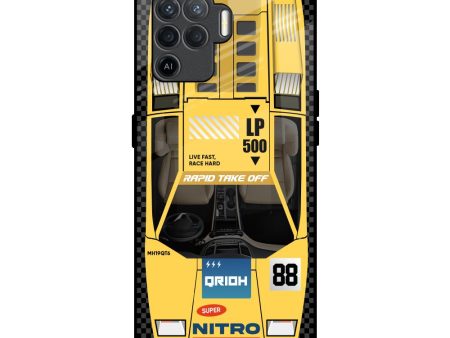 Yellow Racing Car Glass Case for Oppo F19 Pro Fashion