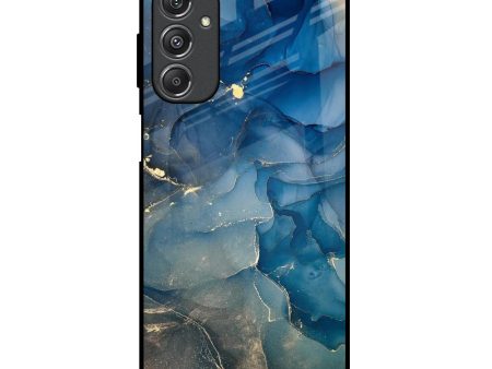 Blue Cool Marble Glass Case for Samsung Galaxy M34 5G on Sale