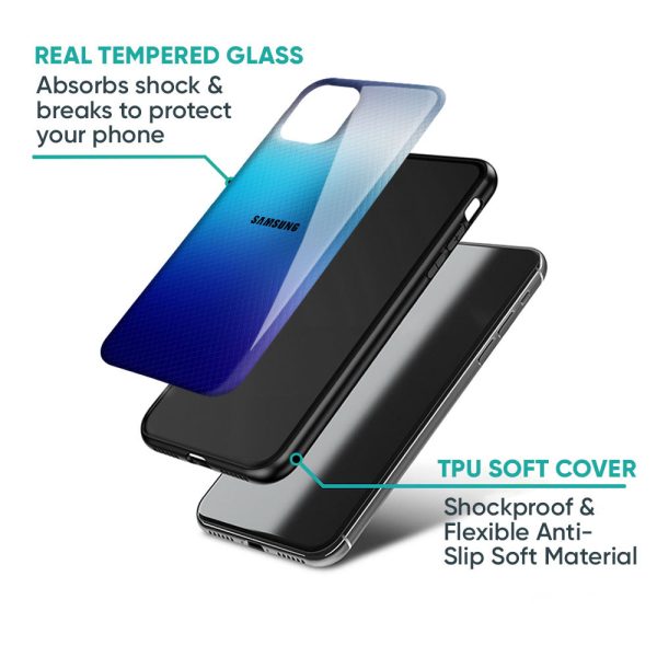 Blue Rhombus Pattern Glass Case for Samsung Galaxy F34 5G For Cheap