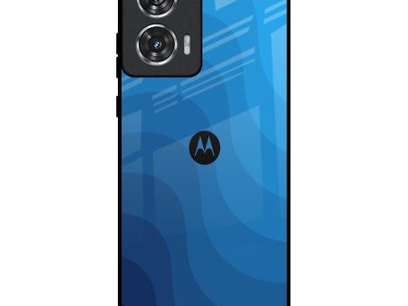 Blue Wave Abstract Glass Case for Motorola Edge 50 Fusion 5G For Cheap