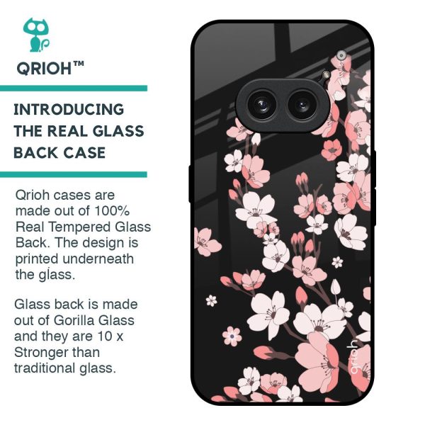 Black Cherry Blossom Glass Case for Nothing Phone 2a Plus Sale