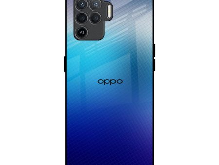 Blue Rhombus Pattern Glass Case for Oppo F19 Pro Fashion