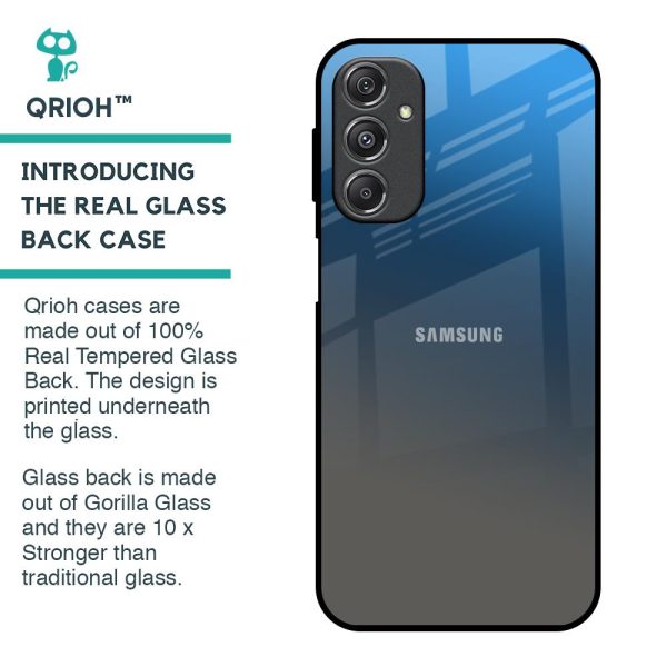 Blue Grey Ombre Glass Case for Samsung Galaxy M34 5G For Sale