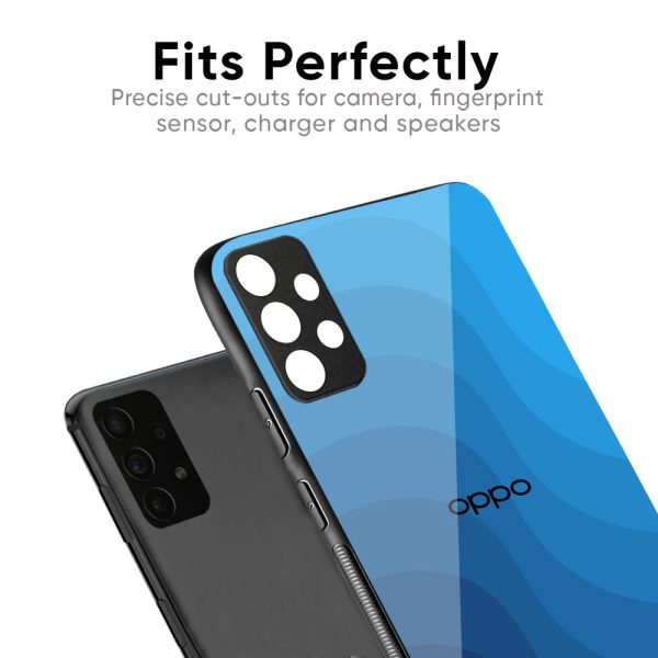 Blue Wave Abstract Glass Case for Oppo F19 Pro Supply