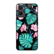 Tropical Leaves & Pink Flowers Glass Case for Oppo A96 For Discount