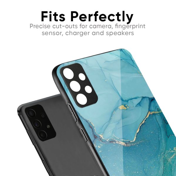 Blue Golden Glitter Glass Case for Oppo A96 Fashion