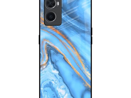 Vibrant Blue Marble Glass Case for Oppo A96 For Cheap