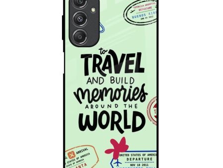 Travel Stamps Glass Case for Samsung Galaxy M34 5G on Sale