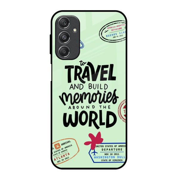 Travel Stamps Glass Case for Samsung Galaxy M34 5G on Sale