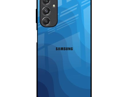 Blue Wave Abstract Glass Case for Samsung Galaxy M34 5G Hot on Sale