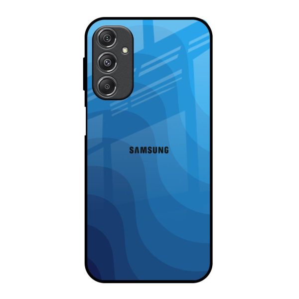 Blue Wave Abstract Glass Case for Samsung Galaxy M34 5G Hot on Sale