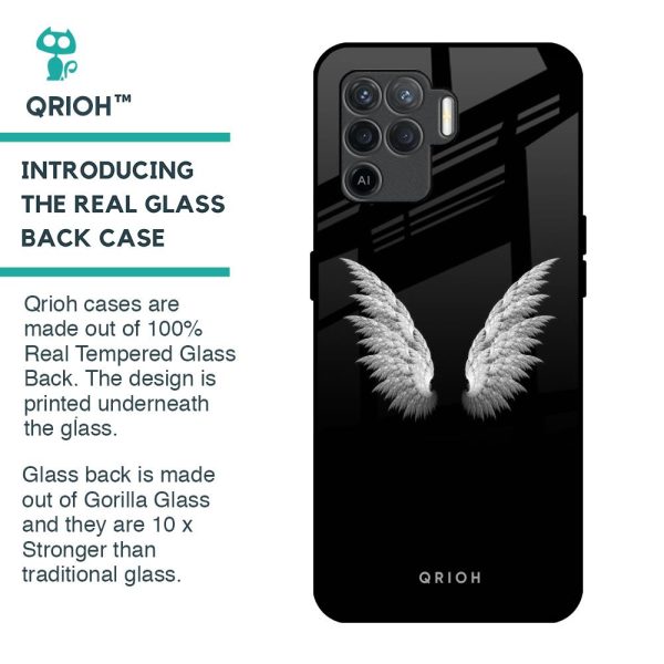 White Angel Wings Glass Case for Oppo F19 Pro Fashion