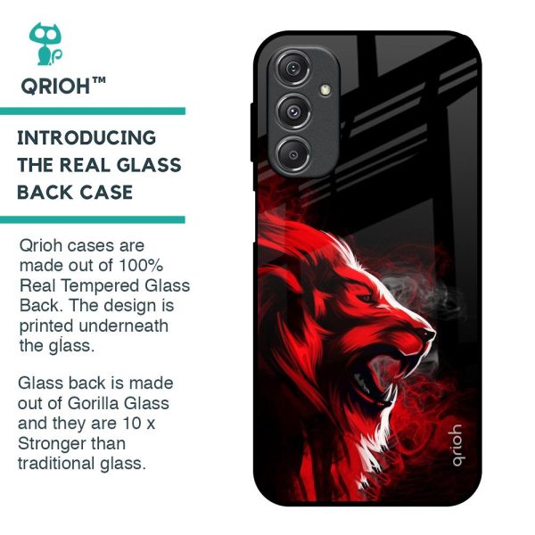 Red Angry Lion Glass Case for Samsung Galaxy M34 5G For Sale