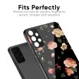 Black Spring Floral Glass Case for Oppo F19 Pro Online Sale