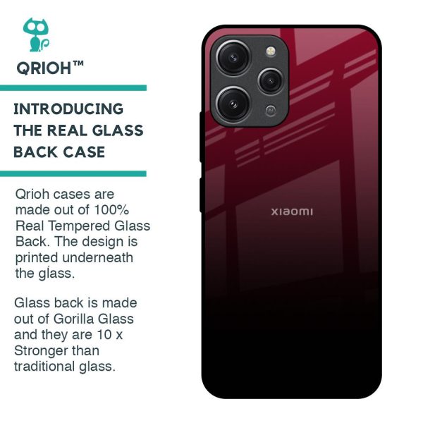 Wine Red Glass Case For Redmi 12 Cheap