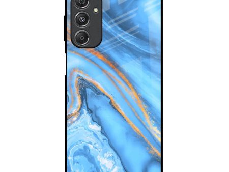 Vibrant Blue Marble Glass Case for Samsung Galaxy M34 5G Cheap