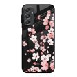 Black Cherry Blossom Glass Case for Samsung Galaxy M34 5G on Sale