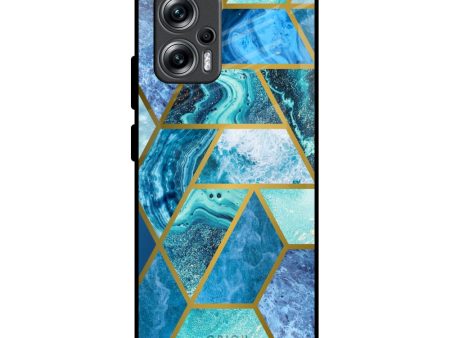 Turquoise Geometrical Marble Glass Case for Redmi K50i 5G For Cheap