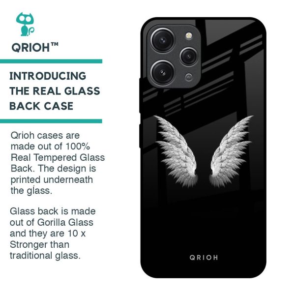 White Angel Wings Glass Case for Redmi 12 Online Sale