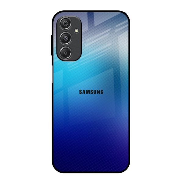 Blue Rhombus Pattern Glass Case for Samsung Galaxy M34 5G For Discount