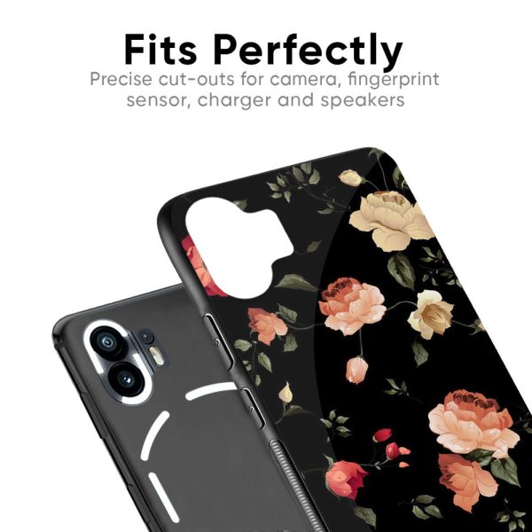 Black Spring Floral Glass Case for Nothing Phone 2a Plus Online Sale