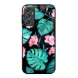 Tropical Leaves & Pink Flowers Glass Case for Samsung Galaxy M34 5G Online now