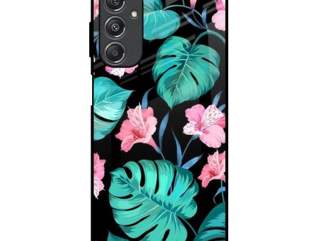 Tropical Leaves & Pink Flowers Glass Case for Samsung Galaxy M34 5G Online now