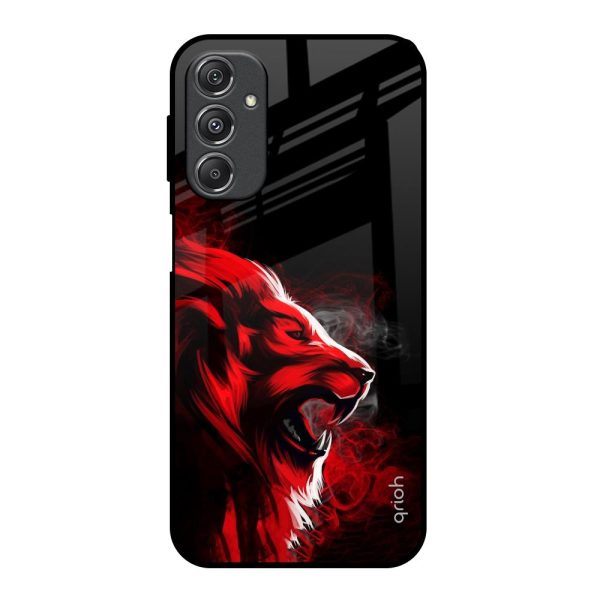 Red Angry Lion Glass Case for Samsung Galaxy M34 5G For Sale