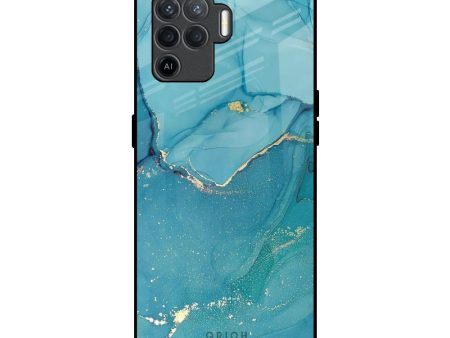 Blue Golden Glitter Glass Case for Oppo F19 Pro Discount